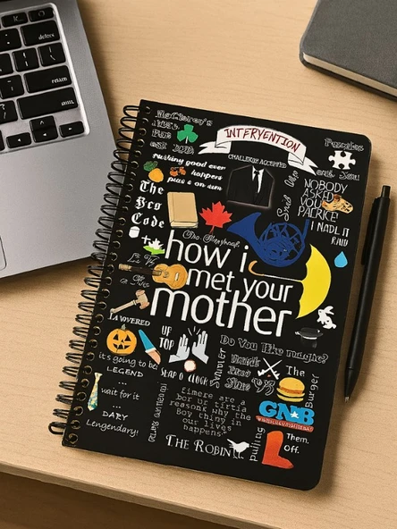 How I Met Your Mother Temalı Spiralli Çizgili Defter – 80 Yaprak, 160 Sayfa (18 x 24 cm) ürün görseli 1