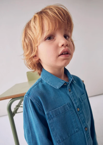 Mayoral Erkek Çocuk Uzun Kol Denim Gömlek - Resim 5