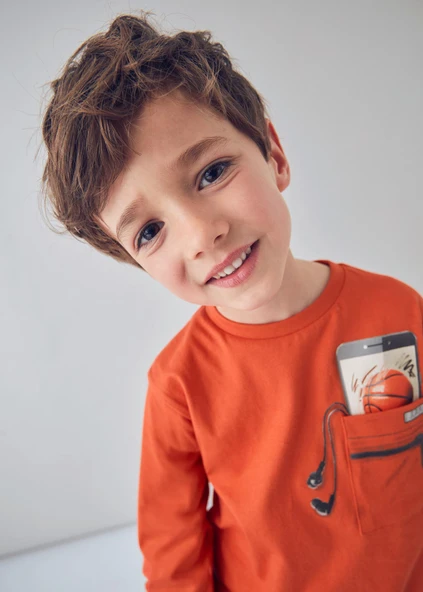 Mayoral Erkek Çocuk Uzun Kol Telefon Modelli Tshirt - Resim 5