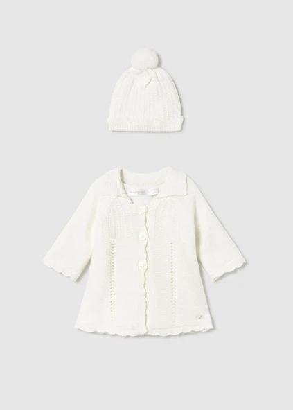 Mayoral Newborn Kız Bebek Örgü Uzun Hırka Ve Şapka