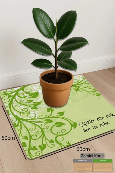Valerine Life Çiçek Saksı Matı Salon Balkon Bitkileri Zemin Koruyucu Kaymaz Saksı Altlığı 60x60cm 27250621 - Resim 2
