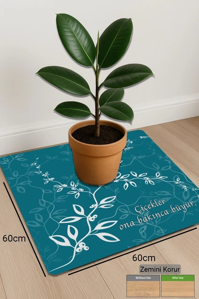 Valerine Life Çiçek Saksı Matı Salon Balkon Bitkileri Zemin Koruyucu Kaymaz Saksı Altlığı 60x60cm 27250623 - Resim 2