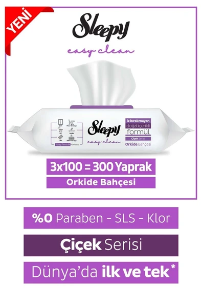 Sleepy Yüzey Temizlik Havlusu Orkide Bahçesi 3x100 (300 Yaprak) ürün görseli
