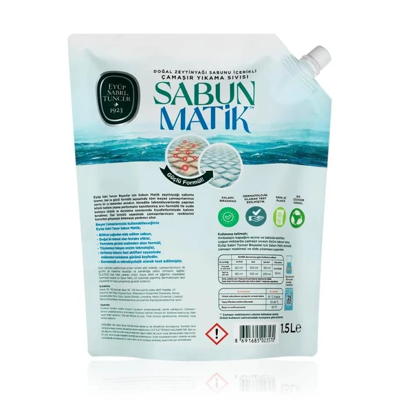 Eyüp Sabri Tuncer Sabun Matik Doğal Zeytinyağlı Çamaşır Yıkama Sıvısı Beyazlar 1,5 lt - Resim 2