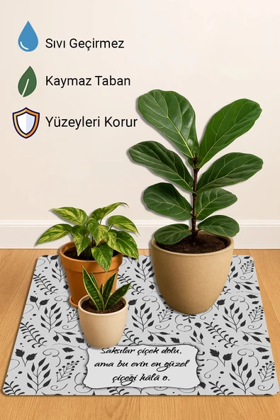 Valerine Life Çiçek Saksı Matı Salon Balkon Bitkileri Zemin Koruyucu Kaymaz Saksı Altlığı 60x60cm 27250624 - Resim 3