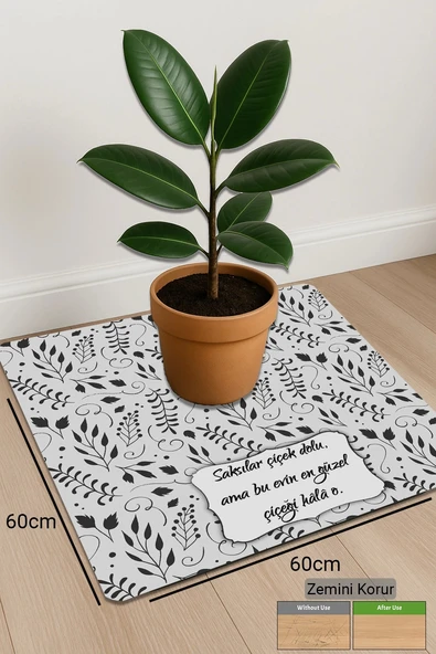 Valerine Life Çiçek Saksı Matı Salon Balkon Bitkileri Zemin Koruyucu Kaymaz Saksı Altlığı 60x60cm 27250624 - Resim 2