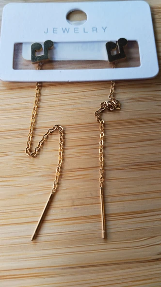 Monalisa Home Gold Renk Metalik Nota Figürlü Sallantılı Küpe ürün görseli 1