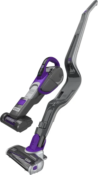 Black+Decker 18 V, 2.0 Ah Lityum 2'si 1 arada akülü saplı süpürge, el süpürgesi ile elektrikli süpürge, - Resim 2