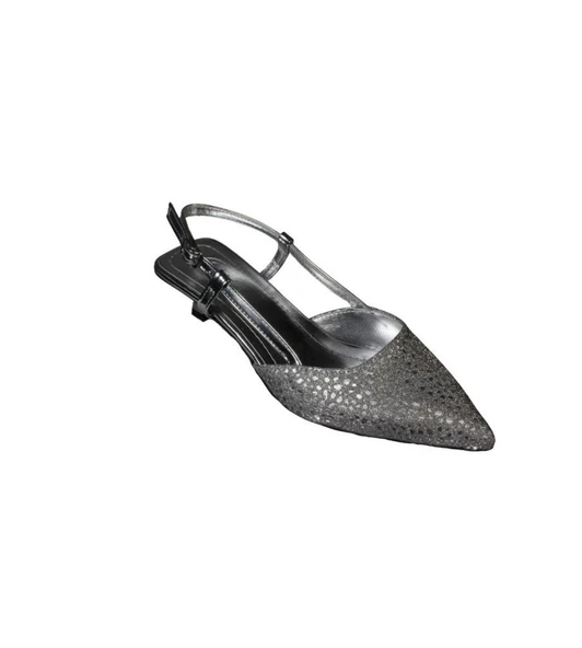 YAZKIŞ Kadın Gümüş Altın Petek Parlak Kumaş 3cm fındık Ökçe Topuk Abiye Ayakkabı ürün görseli