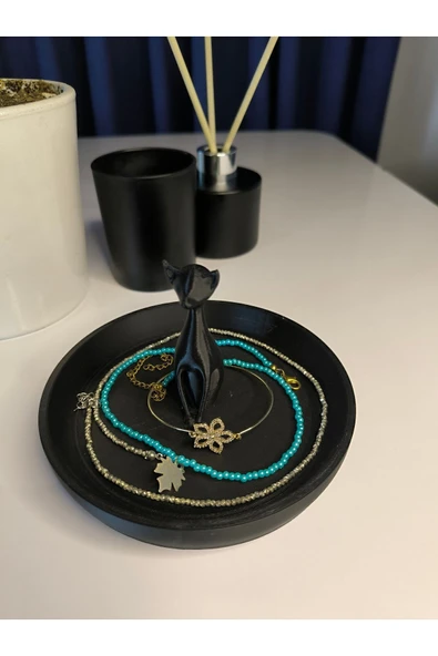 Dekoratif Kedi Figürlü Takı Tabağı - 2