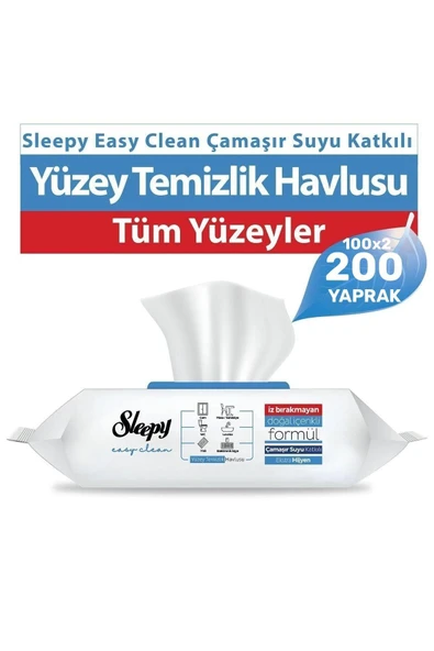 Sleepy Easy Clean Çamaşır Suyu Katkılı Yüzey Temizlik Havlusu 100 Yaprak 2 Adet - 1