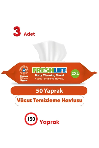 Freshlife 50'li 2 XL Vücut Temizleme Havlusu 3 lü - 1