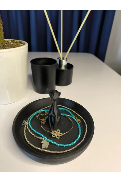 Dekoratif Kedi Figürlü Takı Tabağı