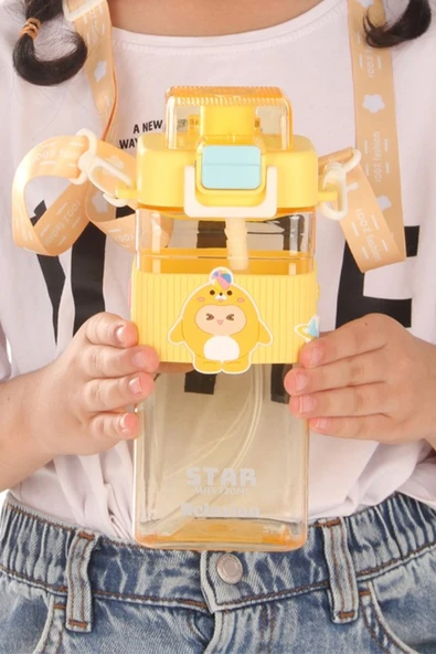 dikdörtgen yapıya sahip askılı pipetli suluk matara 730 ml - Resim 7