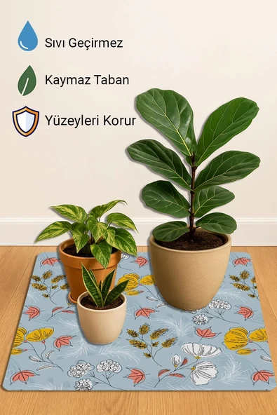 Valerine Life Çiçek Saksı Matı Salon Balkon Bitkileri Zemin Koruyucu Kaymaz Saksı Altlığı 60x60cm 27250622 - Resim 3