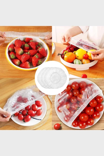 MivelaCure Lastikli Buzdolabı Poşeti 50x40cm Şeffaf Gıda Yiyecek Saklama Torbası Piknik Kamp Poşeti 100 Adet ürün görseli