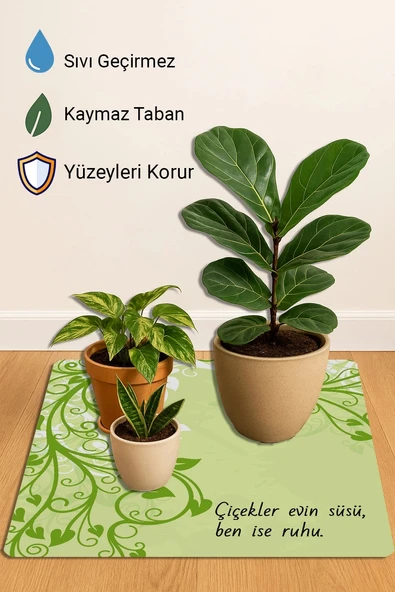 Valerine Life Çiçek Saksı Matı Salon Balkon Bitkileri Zemin Koruyucu Kaymaz Saksı Altlığı 60x60cm 27250621 - Resim 3