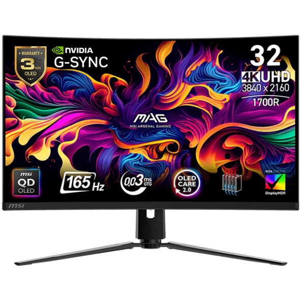 MSI MAG 321CUP QD-OLED 31.5 " 165Hz(OC) 0.5ms HDMI DP Type-C Curved UHD QD-OLED Gaming Monitör ürün görseli