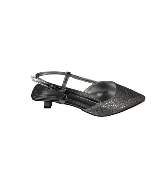 YAZKIŞ Kadın Gümüş Altın Petek Parlak Kumaş 3cm fındık Ökçe Topuk Abiye Ayakkabı - Resim 5