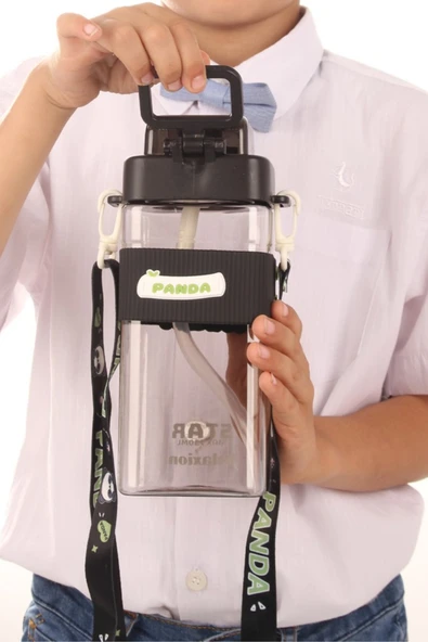 dikdörtgen yapıya sahip askılı pipetli suluk matara 730 ml - Resim 6