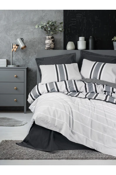 Nobil Ranforce Çift Kişilik Nevresim Takımı Nobby Antrasit ürün görseli