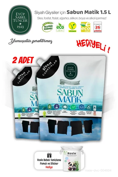 2 Adet Eyüp Sabri Tuncer Siyah Çamaşırlar Sıvı Sabun Matik 1.5 L ve ROSIE Hediye - 1