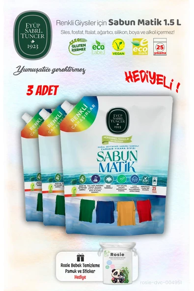 3'lü Renkliler Sıvı Sabun Matik 1.5 L ve ROSIE Hediye ürün görseli