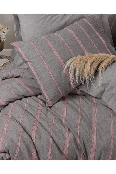Ribbed Çift Kişilik Nevresim Takımı Barisan Gri - Resim 2