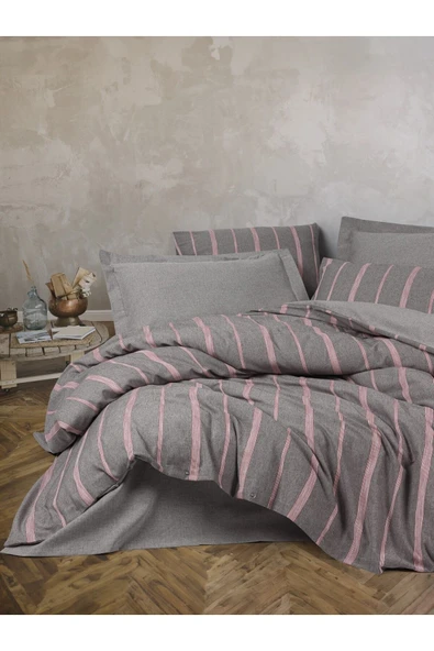 Ribbed Çift Kişilik Nevresim Takımı Barisan Gri ürün görseli