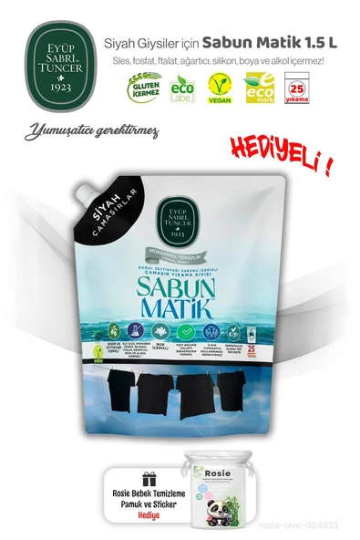 Eyüp Sabri Tuncer Siyah Çamaşırlar Sıvı Sabun Matik 1.5 L ve ROSIE Hediye - 1