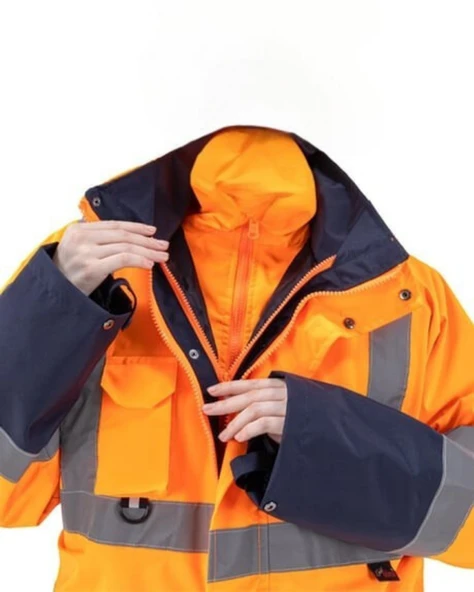 5+1 OXFORD PARKA- İÇİ ÇIKMALI KABAN TURUNCU-LACİVERT - 2
