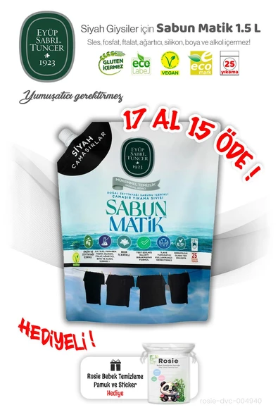Siyah Çamaşırlar Sabun Matik 1,5 L, 17 AL 15 ÖDE ve ROSIE Hediye ürün görseli