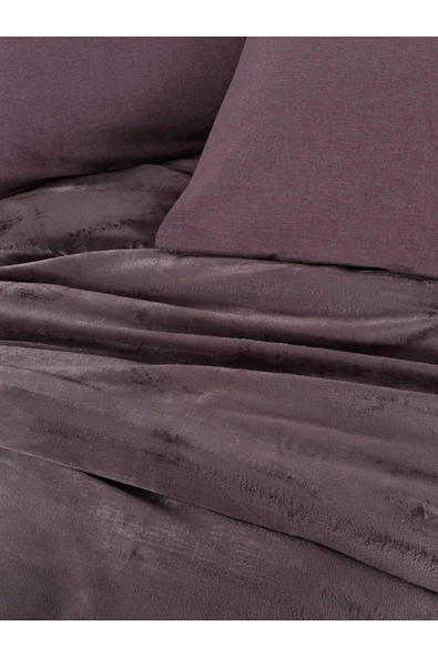 Çift Kişilik Nevresim Takımı Velvet Flossy Mürdüm - Resim 3