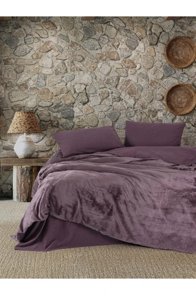Çift Kişilik Nevresim Takımı Velvet Flossy Mürdüm ürün görseli