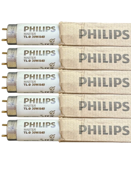 (5 Adet) Philips 30W 840 Günışığı (4000K) G13 Duylu T8 Floresan