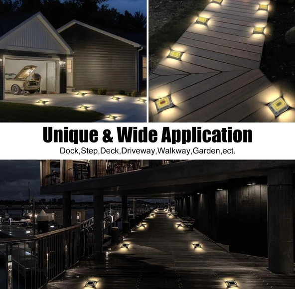 Crepow Güneş Enerjili Güverte Işıkları, Garaj Yolu İskele Işıkları 12 Adet - Sıcak Beyaz - 6