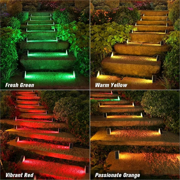 Volisun Güneş Enerjili Merdiven Lambası 8 Adet, Su Geçirmez IP67 - Çok Renkli - 3