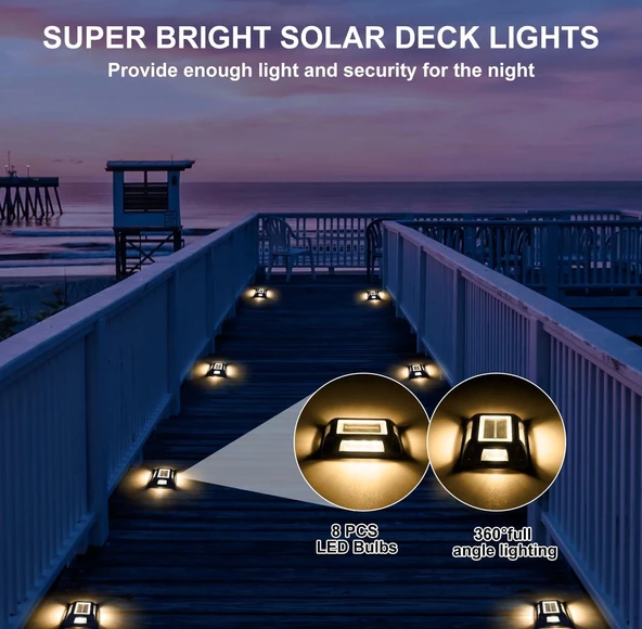 Crepow Güneş Enerjili Güverte Işıkları, Garaj Yolu İskele Işıkları 12 Adet - Sıcak Beyaz - 5