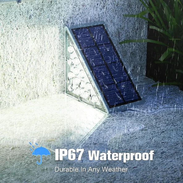 Volisun Güneş Enerjili Merdiven Lambası 8 Adet, Su Geçirmez IP67 - Soğuk Beyaz - 4