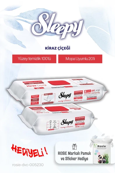 Sleepy Kiraz Çiçeği Mop ve Yüzey Havlusu, Rosie pamuk hediye ürün görseli