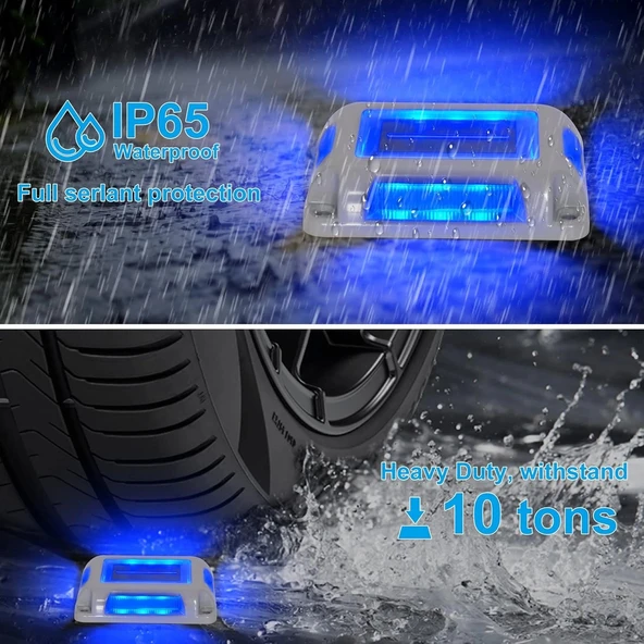 Crepow Güneş Enerjili Güverte Işıkları, Garaj Yolu İskele Işıkları 12 Adet - Mavi - 5