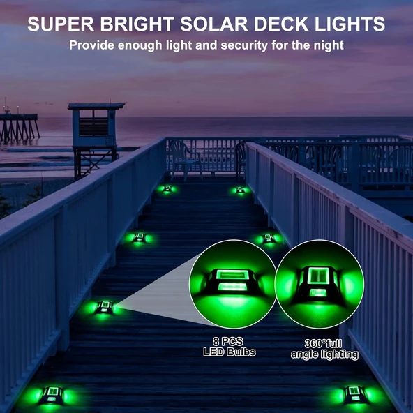 Crepow Güneş Enerjili Güverte Işıkları, Garaj Yolu İskele Işıkları 8 Adet - Yeşil - 5