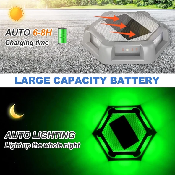 Crepow Güneş Enerjili Su Geçirmez Yol Aydınlatması 12 Adet - Yeşil - 3