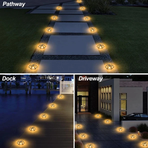 Crepow Güneş Enerjili Su Geçirmez Yol Aydınlatması 12 Adet - Sıcak Beyaz - 6