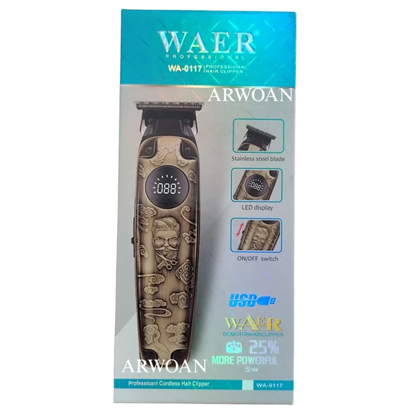 Profesyonel Kablosuz Traş Makinesi LED Ekran, Paslanmaz Çelik Bıçak ve Güçlü Motor Teknolojisi ile Şık Tasarım - Resim 5