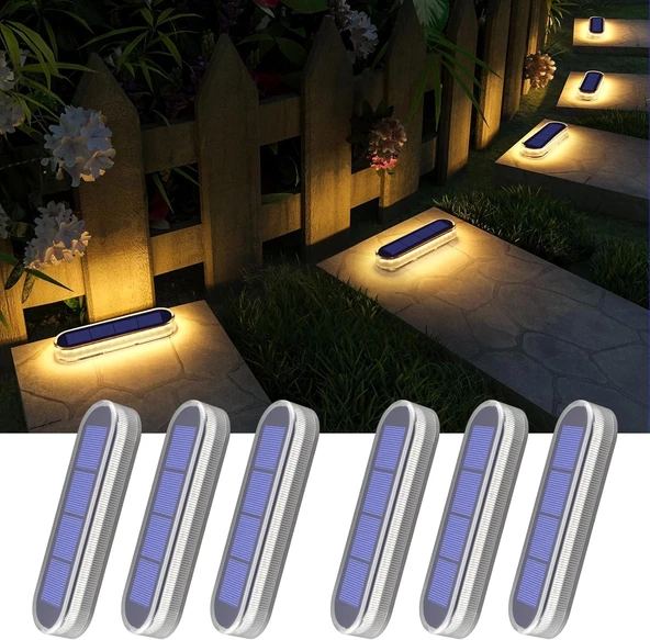 YiLaie Güneş Enerjili Dış Mekan Işıkları Otomatik Açma/Kapama 6 Adet - Sıcak Beyaz