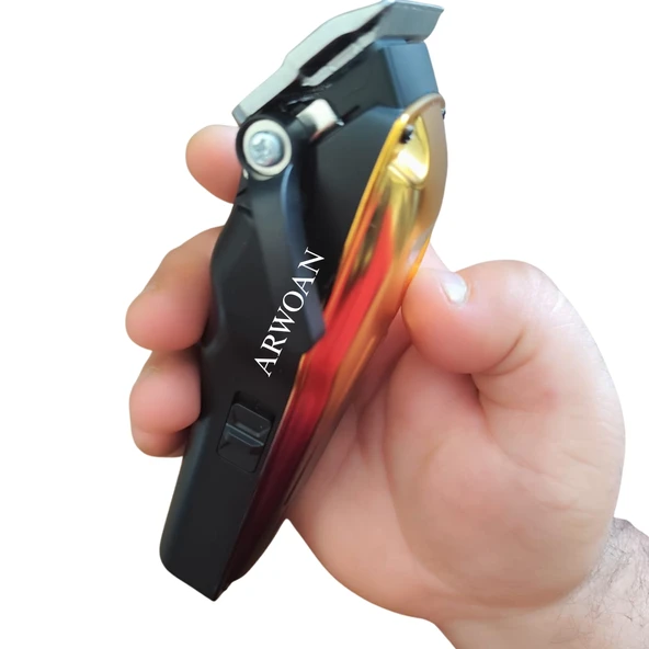 ​​​​​​​Profesyonel Kablosuz Saç Kesme Makinesi - Altın Siyah Tasarım, Seramik Titanyum Bıçak, USB Şarj ve Dijital Ekran - 4