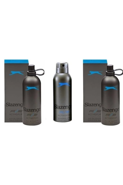 Slazenger Active Sport Mavi Edt 125 ml Erkek Parfümü 2 Adet Parfüm 1 Deo Seti