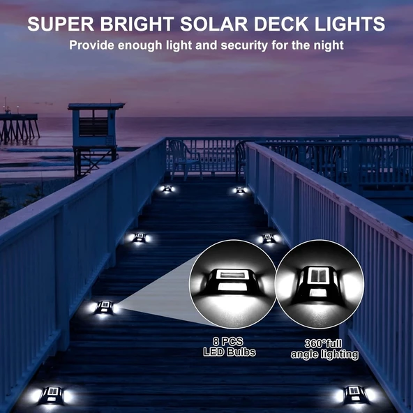 Crepow Güneş Enerjili Güverte Işıkları, Garaj Yolu İskele Işıkları 8 Adet - Beyaz - 6