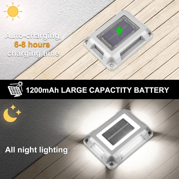 Crepow Güneş Enerjili Güverte Işıkları, Garaj Yolu İskele Işıkları 12 Adet - Beyaz - 3